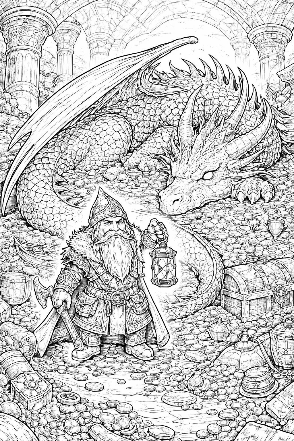 mushroom house gnome coloring page | whimsical woodland cottage | fantasy printable illustration